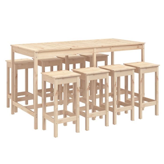 VidaXL Garden Bar Set 9 Pcs Solid Pine Wood, Bar Set, Furniture Set, Outdoor Bar Set, 3154765
