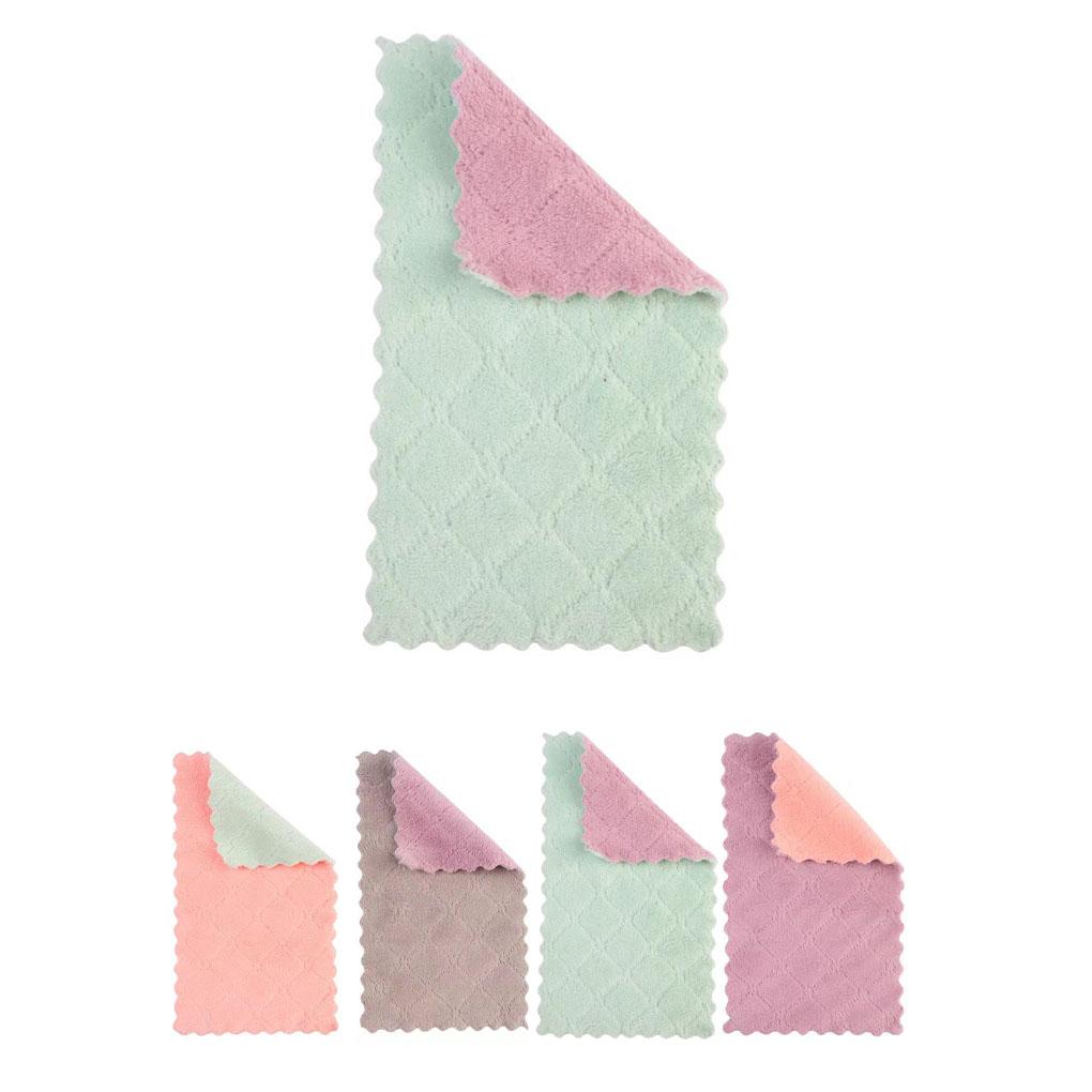 2-sides Thicken Kitchen Cloth Soft Coral Velvet Washing Rag Non-stick Absorbent Towel