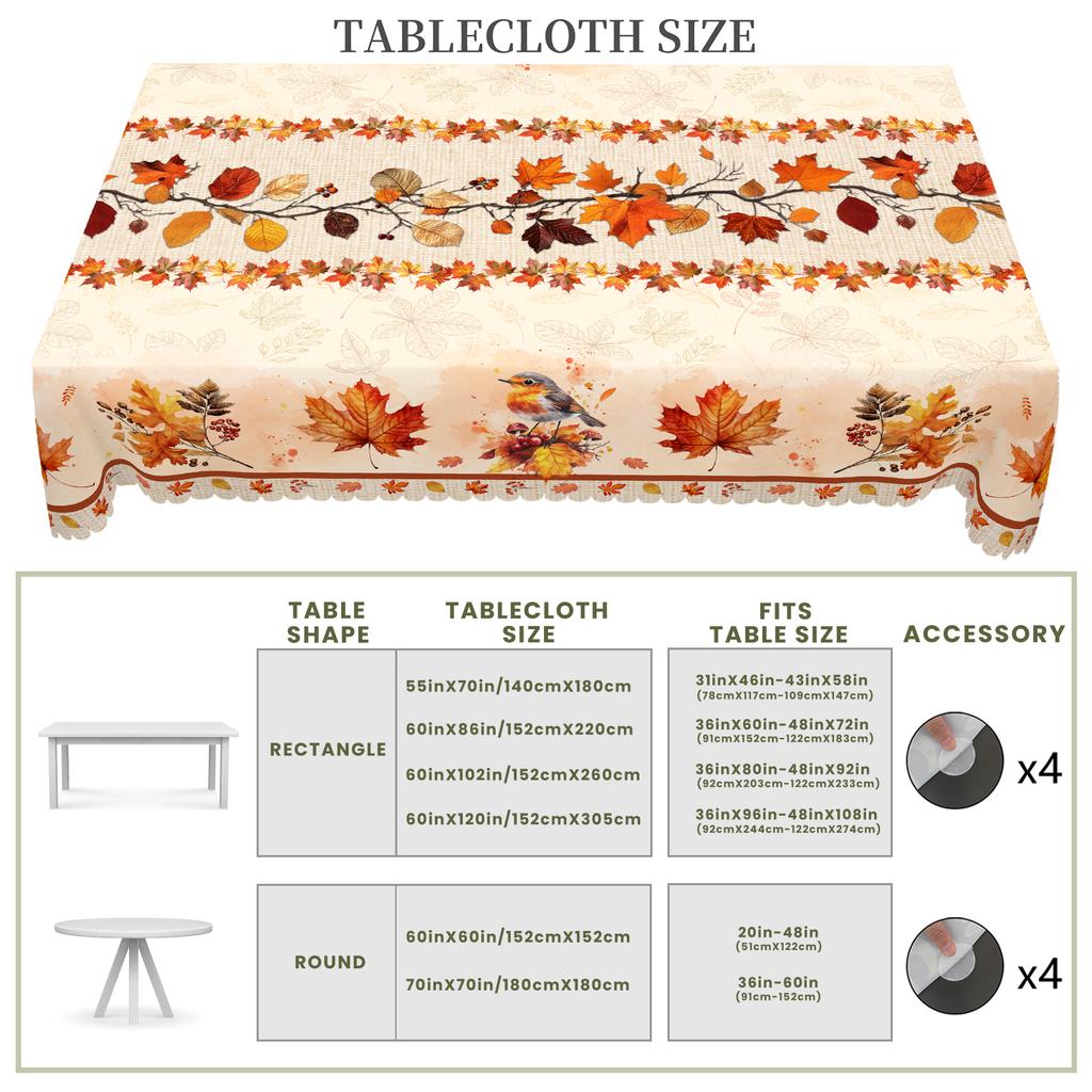1 Piece Of Maple Leaf Patterned Autumn Tablecloth, Vintage Rectangular Round Tablecloth, Suitable For Thanksgiving Holiday Party Autumn Decorations, I