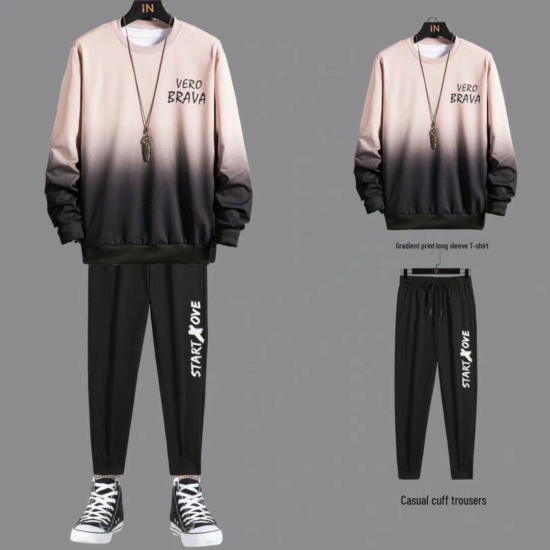 

Мужской модный спортивный костюм на весну/осень 2XL (125-145 lbs) розовый
