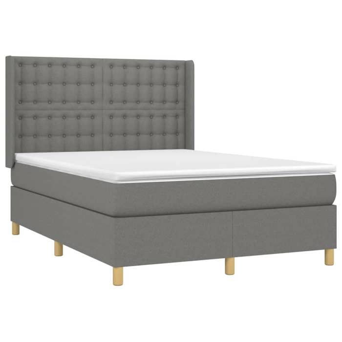 Exclusive House - Slatted Bed Base with Mattress Dark Grey 140x190cm Fabric