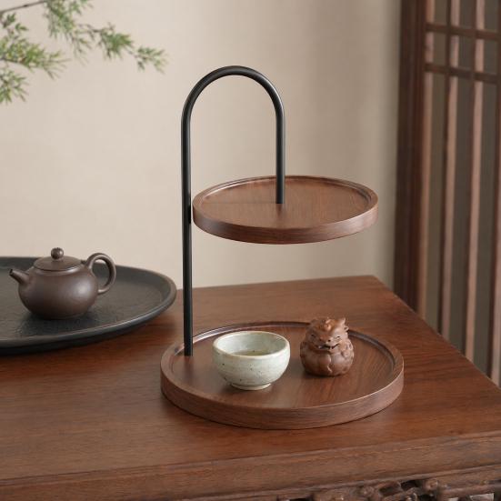 Wooden Storage Rack, Large Capacity 2-Tier Wooden Organizer, Open Storage Space Saving Storage Tray, for Jewelry Perfume Keys