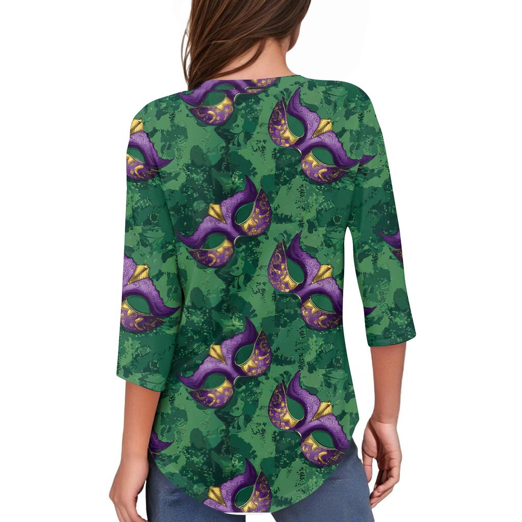 Womens T Shirts 3/4 Sleeve Shirts Solid Color Pullover Summer Spring Tops Blouses