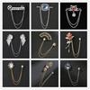 Men's Vintage Wings Brooch: Korean Chain Lapel Pin & Flower Corsage Badge.