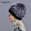 Women's Natural Mink Fur Hat Fox Pompom Rabbit Flowers Stylish Warm Fashion Girls Real Fur  Winter Hat Knitted