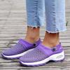Spring and Summer New Large Size Casual Mesh Platform Single Shoes Women's Flat Bottom Slope Heel Sports Shoes Breathable Half Slippers