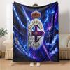 Deportivo A Coruna Crest Flannel Blanket, Soft Polyester, Modern Design, All-Season for Camping, Travel, Gifts for holidays or birthdays