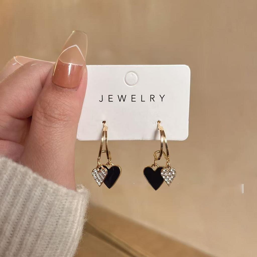 Vintage Hohl Zirkon Herz Ohrringe für Damen Strass Gold Farbe Herz Tropfen Ohrring Luxus Hochzeit Paar Schmuck Geschenke