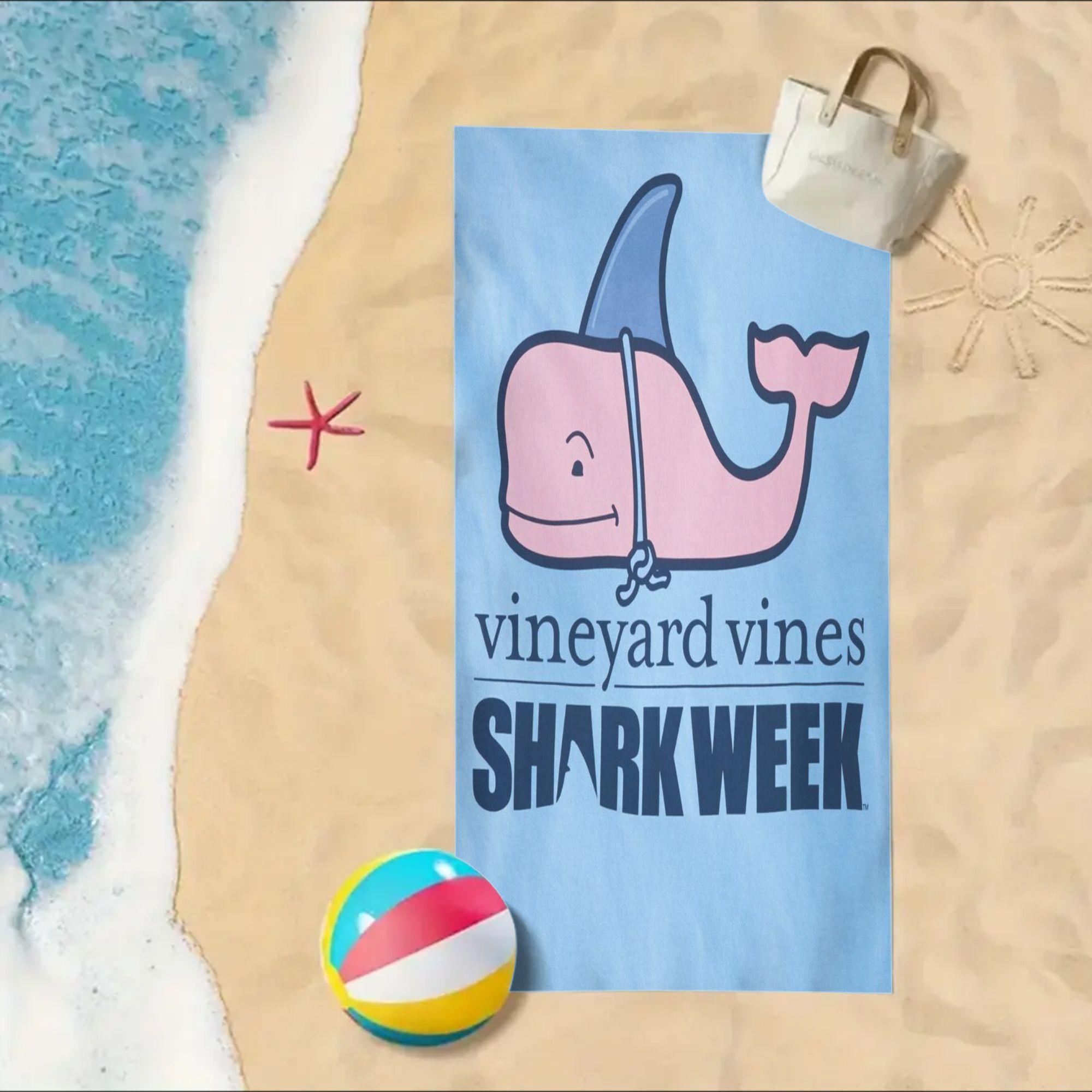 

Vineyard Vines Неделя Акул Кит Пляжное Полотенце Односторонний Принт Мягкое Микрофибра Впитывающее Полотенце Для Бассейна Пляжа Ванной Игры Игривое W40*H60(CM)