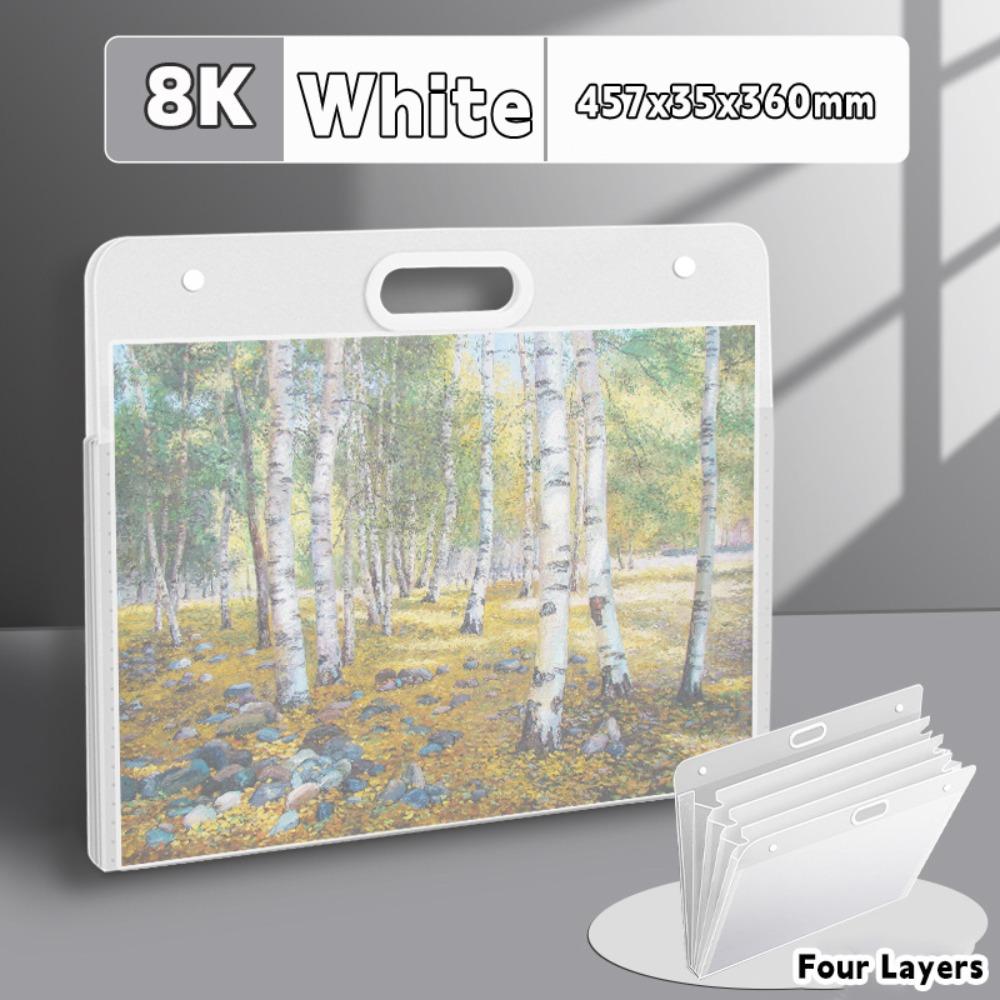 A2/A3/A4 Aktenordner Vier Fächer Wasserdichte Malpapier-Aufbewahrungstasche Tragbar 4K/8K/16K Fotoalbum Schülergeschenk Zeichenbeutel