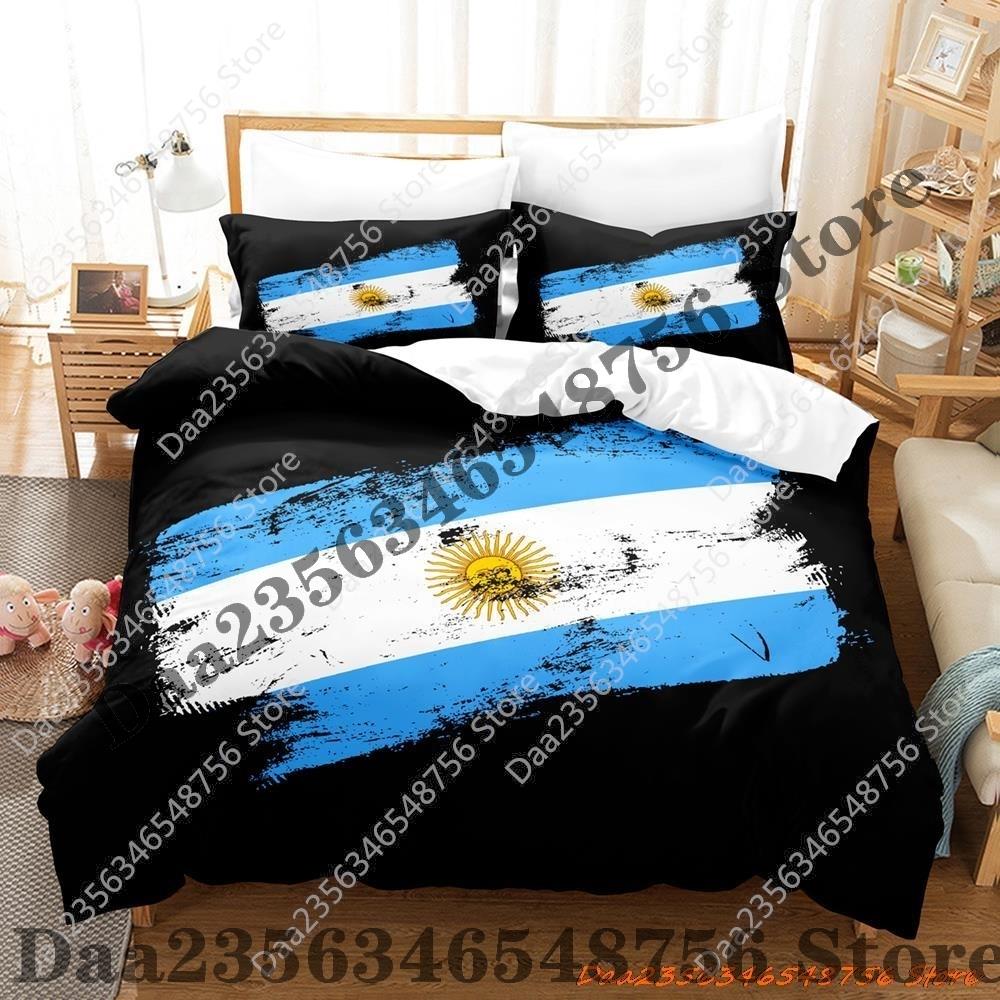 Kpop Cool Argentina Flag Bedding Set Single Twin Full Queen King Size Bed Set Adult Kid Bedroom Duvetcover Sets 3D Print Bed She