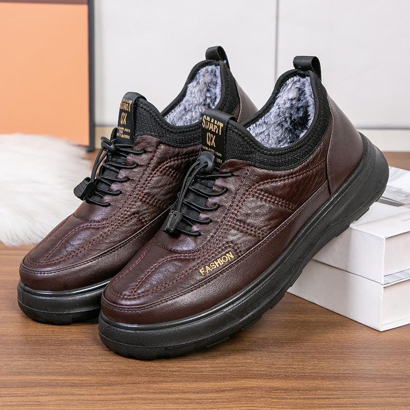 Fleece and Thickened Cotton Boots, Fashionable Men's Cotton Shoes, Warm Snow Boots, Dad's Shoes