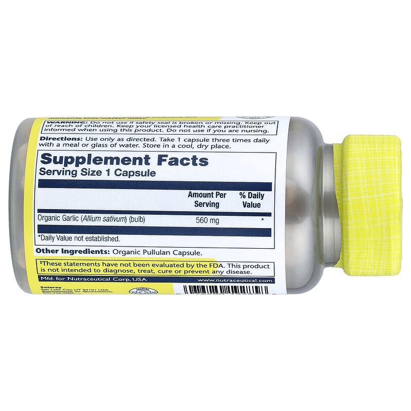 Organic Garlic, 560 Mg, 100 Organic Capsules