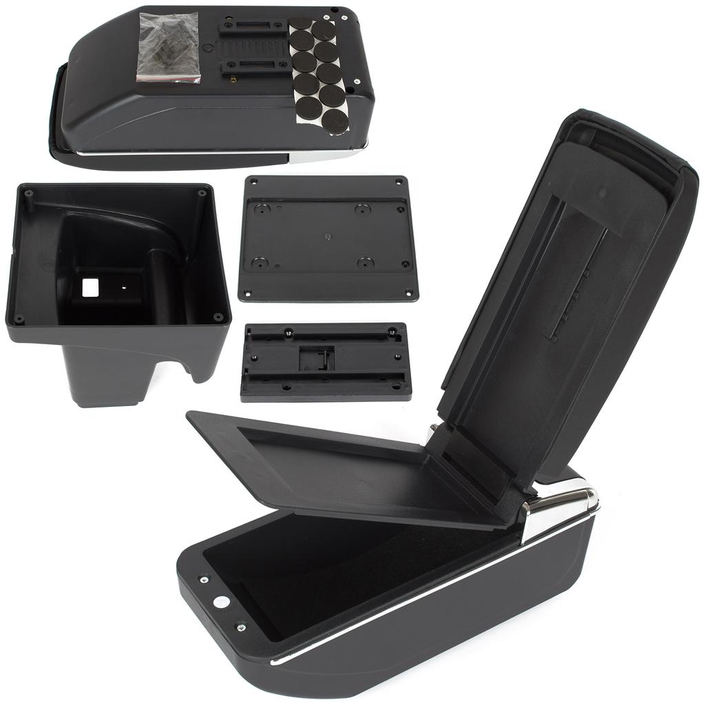 Ford Focus MK3 10-14 Armrest with Storage Compartment BLACK ECO LEATHER + Installation Kit