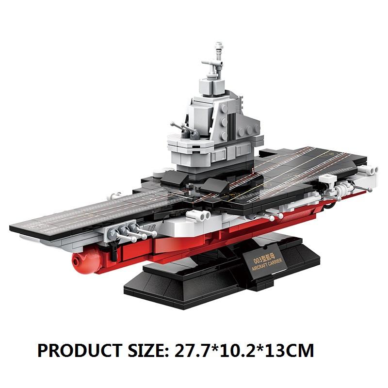 392PCS Type 003 Aircraft Carrier Building Blocks Military Model Small Particle Assembly Toy WW2 Construction Kits