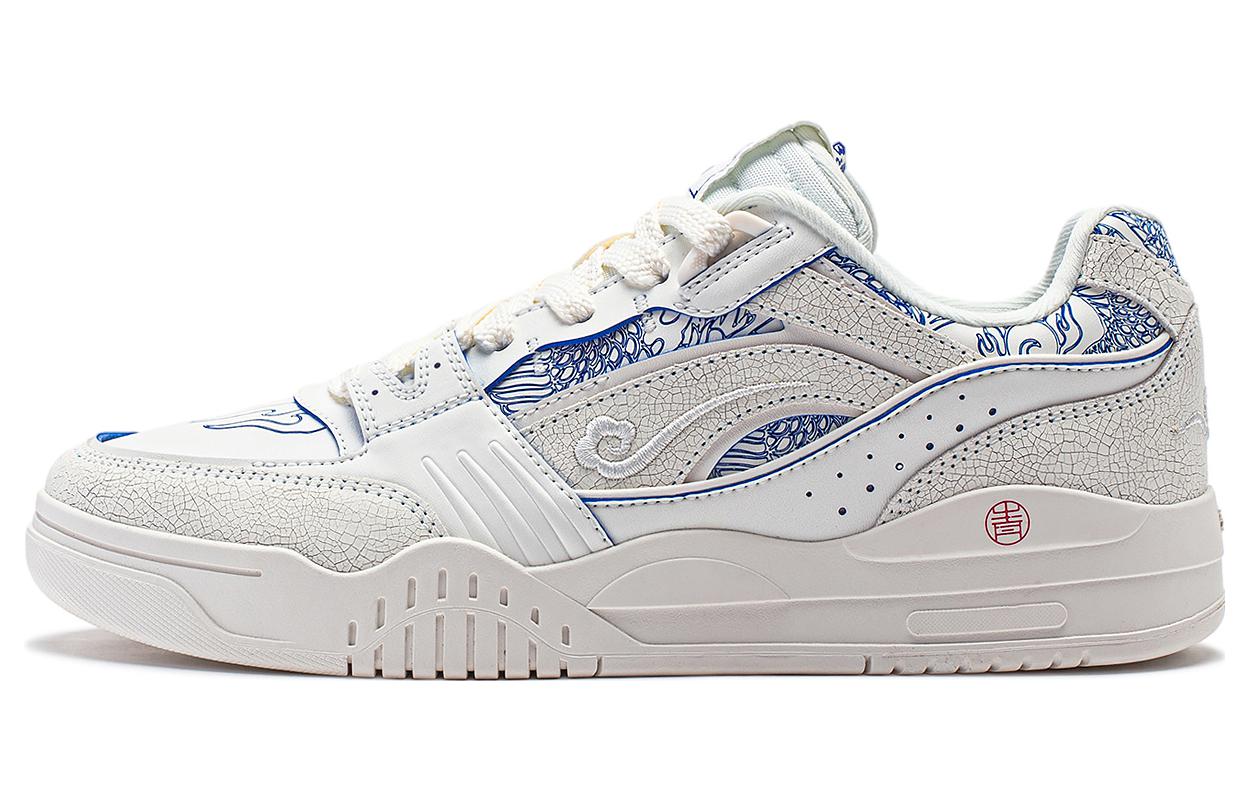 Li Ning Yuebai Qingying Нескользящие Устойчивые к истиранию Низкие Повседневные Кроссовки Унисекс Белый Синий AGCS427-15 37.5