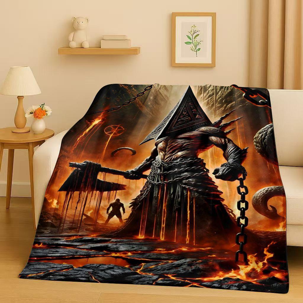 Classic Game Silent Hill Pyramid Head Horror Movie Flannel Blanket,Ultra Soft Warm Plush Throw for Home Bedroom Bed Sofa Cover
