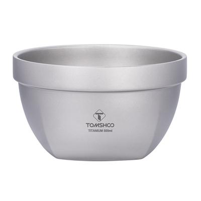 Ultralight Ti Double Layer Bowl for Outdoor Camping Picnic Rice Soup Salad 500ml Capacity Heat