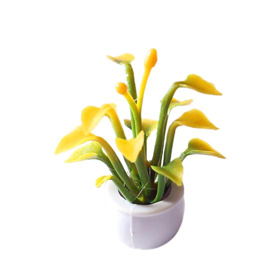 

Мини-горшок, аксессуары, маленький горшок для растений, высокий кукольный домик, имитация декора A жёлтый