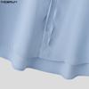 INCERUN Elegant Men Shirts Long Sleeve Button Up Casual Oversized Tops