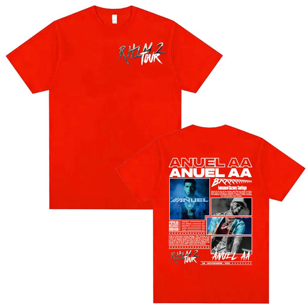 Rapper Anuel AA Rhlm 2 Album 2025 Tour Tshirts Unisex Women Fashion Hip Hop Gothic Clothes T Shirt Short Sleeve Tshirt Streetwear