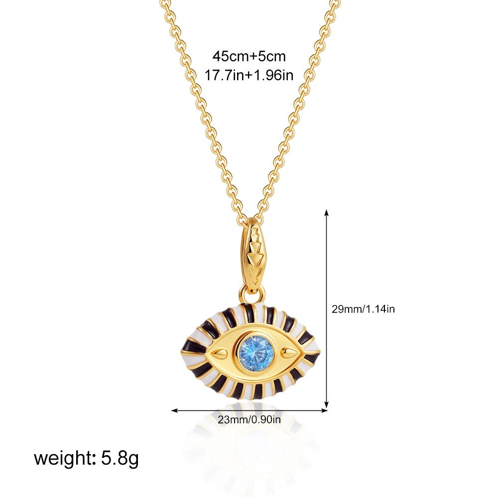 Vintage Multicolor CZ Zircon Enamel Evil Eye Pendant Necklace for Women Fashion Gold Plated Oil Drip Charm Collar Jewelry Gifts