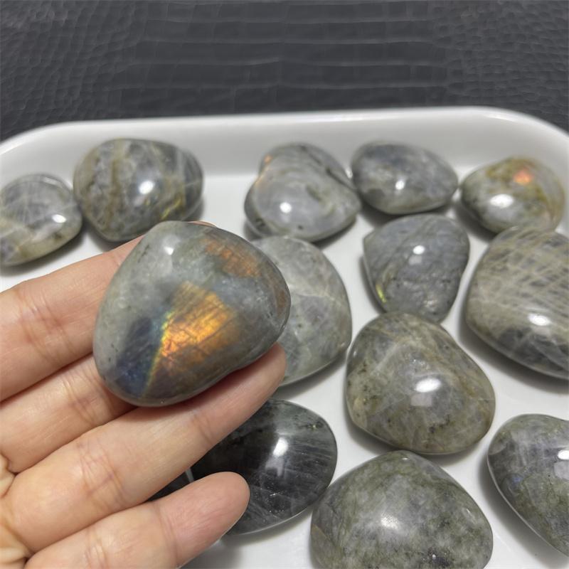 16pcs Natural Labradorite Crystal Heart Decoration Polished Moonstone Healing Rock Quartz Gift Reiki Feng Shui Spiritual Jewelry