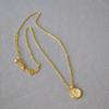 French Elegant Pearlescent White Enamel Vintage Rose Gold Coin Pendant Freshwater Pearl Short Necklace Clavicle Chain