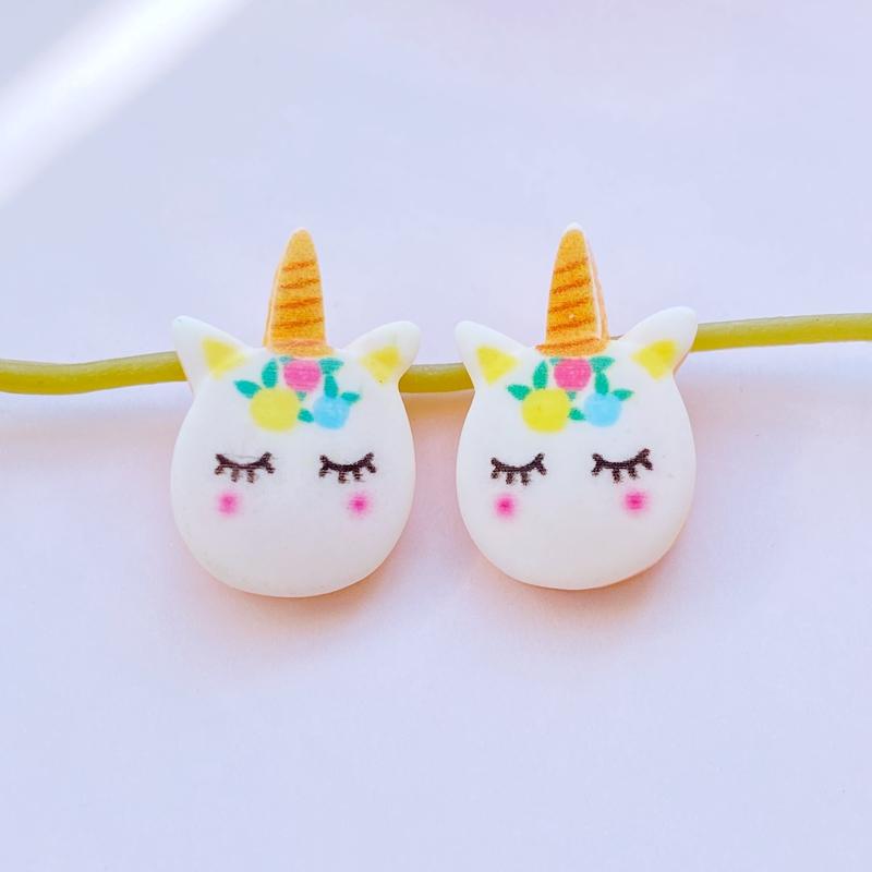 10Pcs New Kawaii Resin Mixed Cartoon Mini Unicorn Series Flat Back Cabochon Crafts Clothing DIY Scrapbooking Accessories