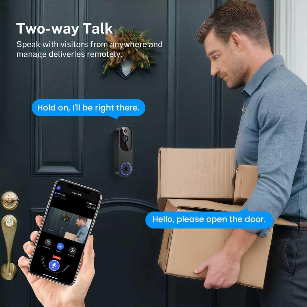 Smart Wireless Video Doorbell with Remote Intercom for Home Security