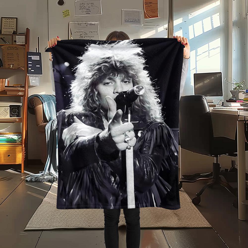 1pz Coperta in Flanella con Stampa di John Francis Bongiovi Jr, Alta Qualità per Tutte le Stagioni, Arredamento per la Casa, Calore e Comfort, Perfetta per Regali di Natale
