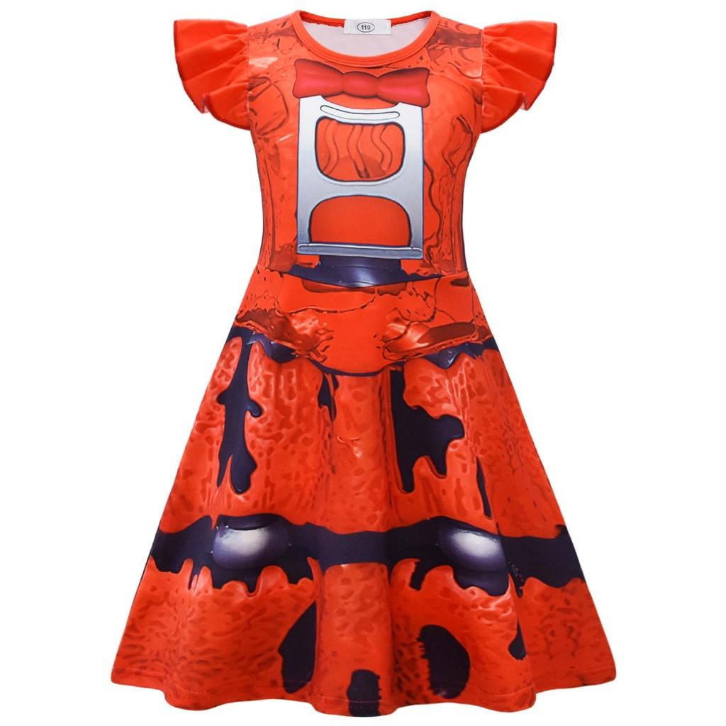 26294 Kids Girls Five Nights at Freddy s Cartoon Ruffle Sleeveless Dress 110 красный