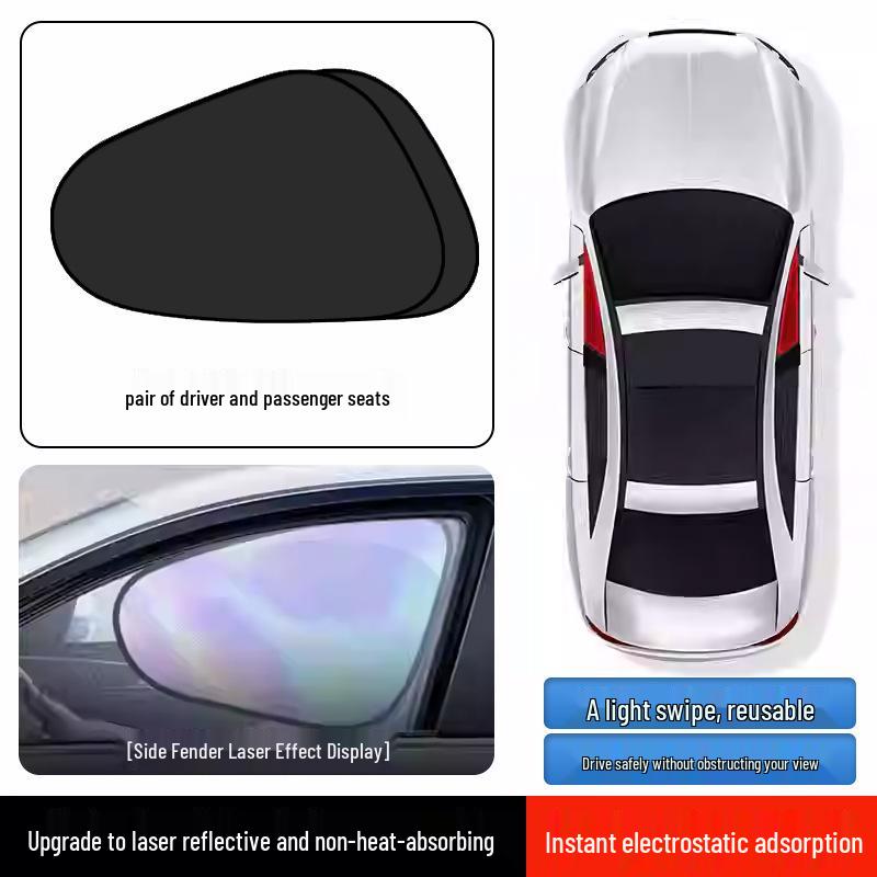 Car Sunshade Static Cling Sun Visor - Side Window Privacy & Heat Insulation