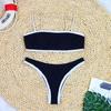 2024 European & American Tube Top Swimsuit: Women's High-Waist, Sexy, Big Chest, Color-Matched Bikini Briefs