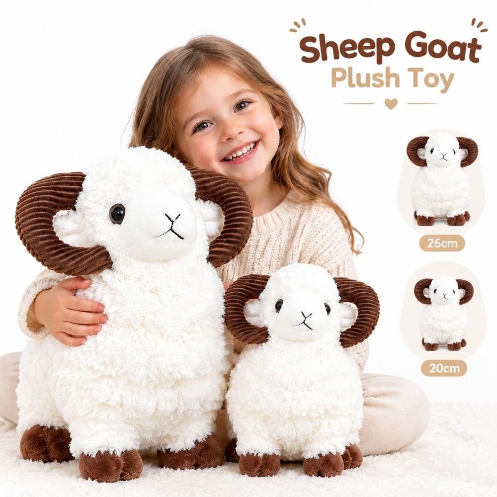 Soft Plush Sheep Plush Toy Fluffy Fur Year of the Sheep Mascot New Zodiac Mascot Doll Home Decor