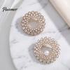 Luxury Jewelry Accessories Hollow Rhinestone Ring Brooch Pin, Bling Circle Lapel Pin Decorative with Faux Pearl, Men Women Clothing