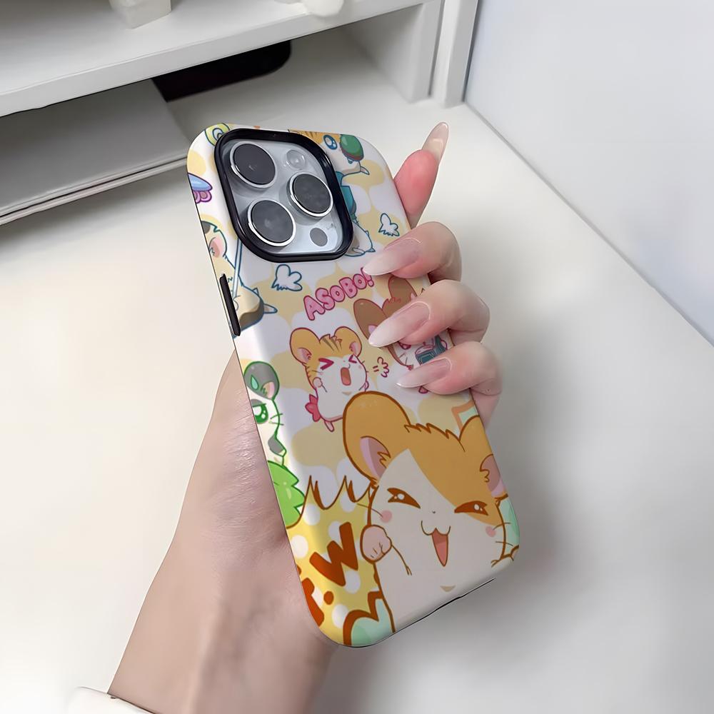 Hamtaro Hamster Phone Case For Iphone 16 Pro Max 15 13 14 12 11 14 Pro Max 15 Pro Max Fashion Two-in-one Cover