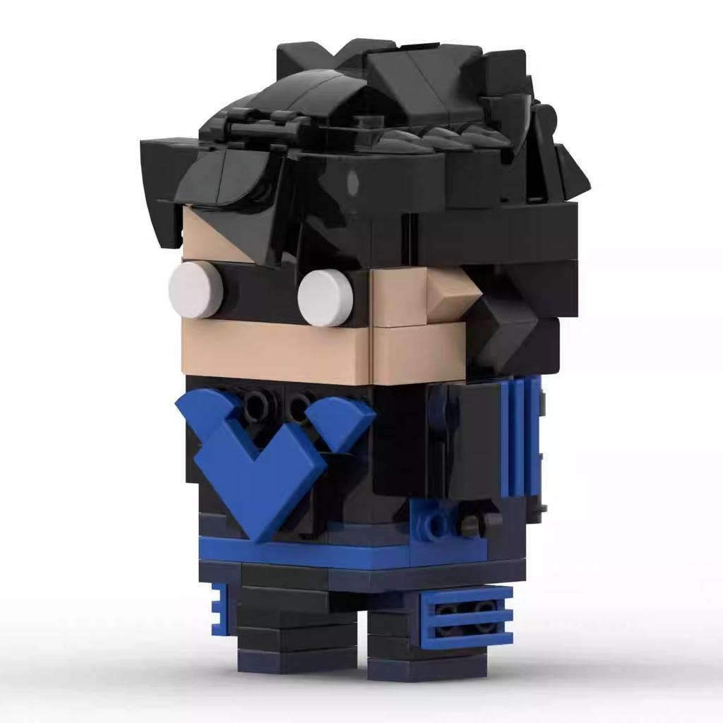 Modelo de personagem de animação Nightwing MOC Brickhead Building Block Model Building Toy Gift