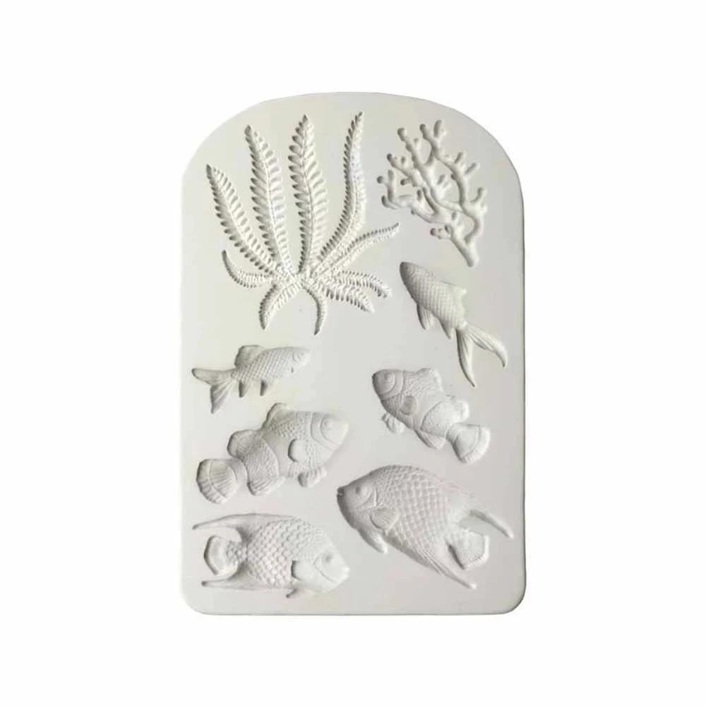 14.2*9.5cm Fish Silicone Mold Seaweed Coral Fondant Sugarcraft Forms Cake Decorating Tools Chocolate Candy Pastry Decorating