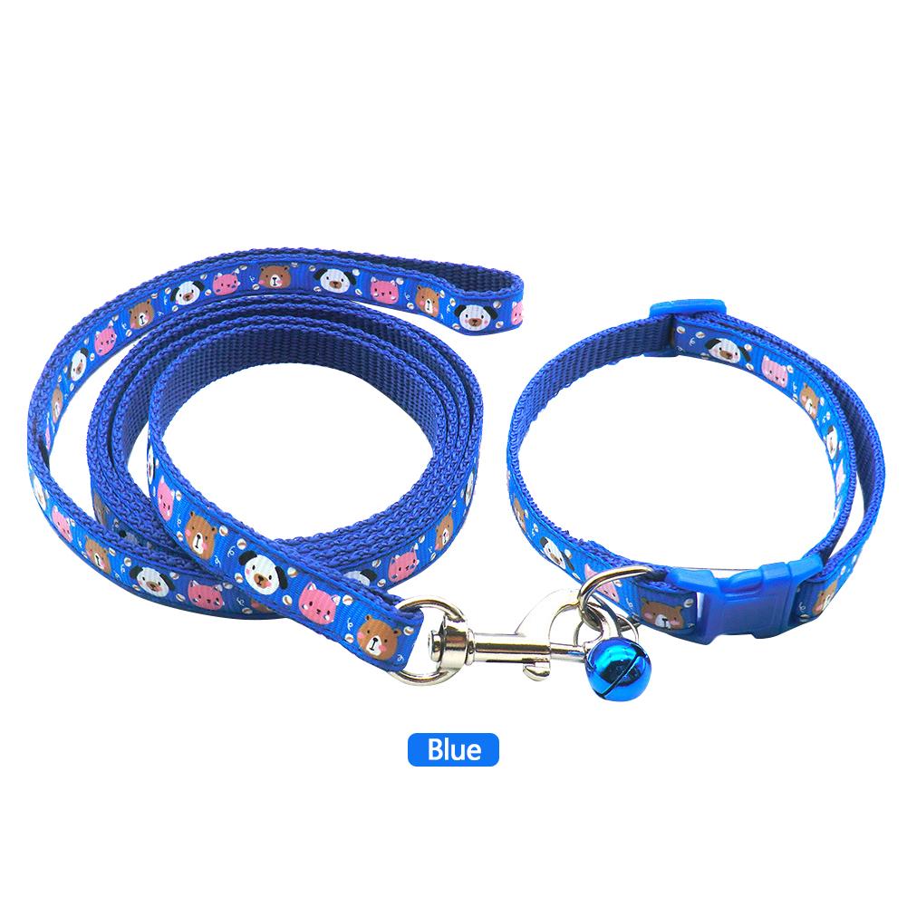 

1,2 м поводок и шлейка для домашних животных, цепь для собак с милым мультяшным принтом для маленьких кошек и собак, поводок для собак, жилет, товары для животных синий
