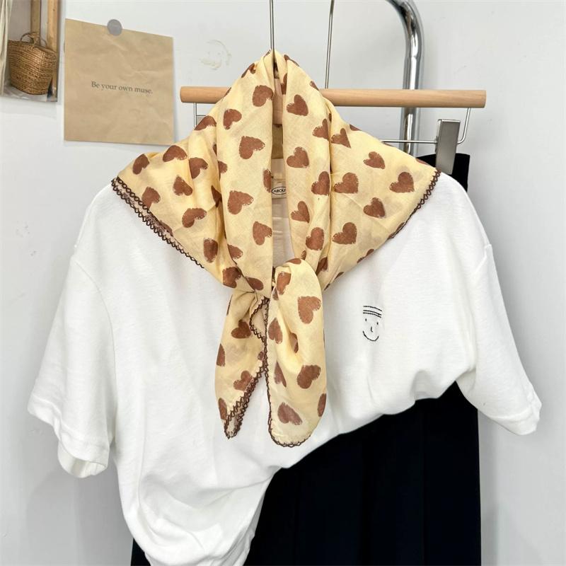 Vintage Square Floral Scarf Small Shawl Headscarf Korean Style Neck Protection Scarf