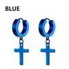 1Pair Punk Stainless Steel Cross Pendant Hoop Earrings For Men Women Not Fade Ear Rings Hip Hop Male Jewelry