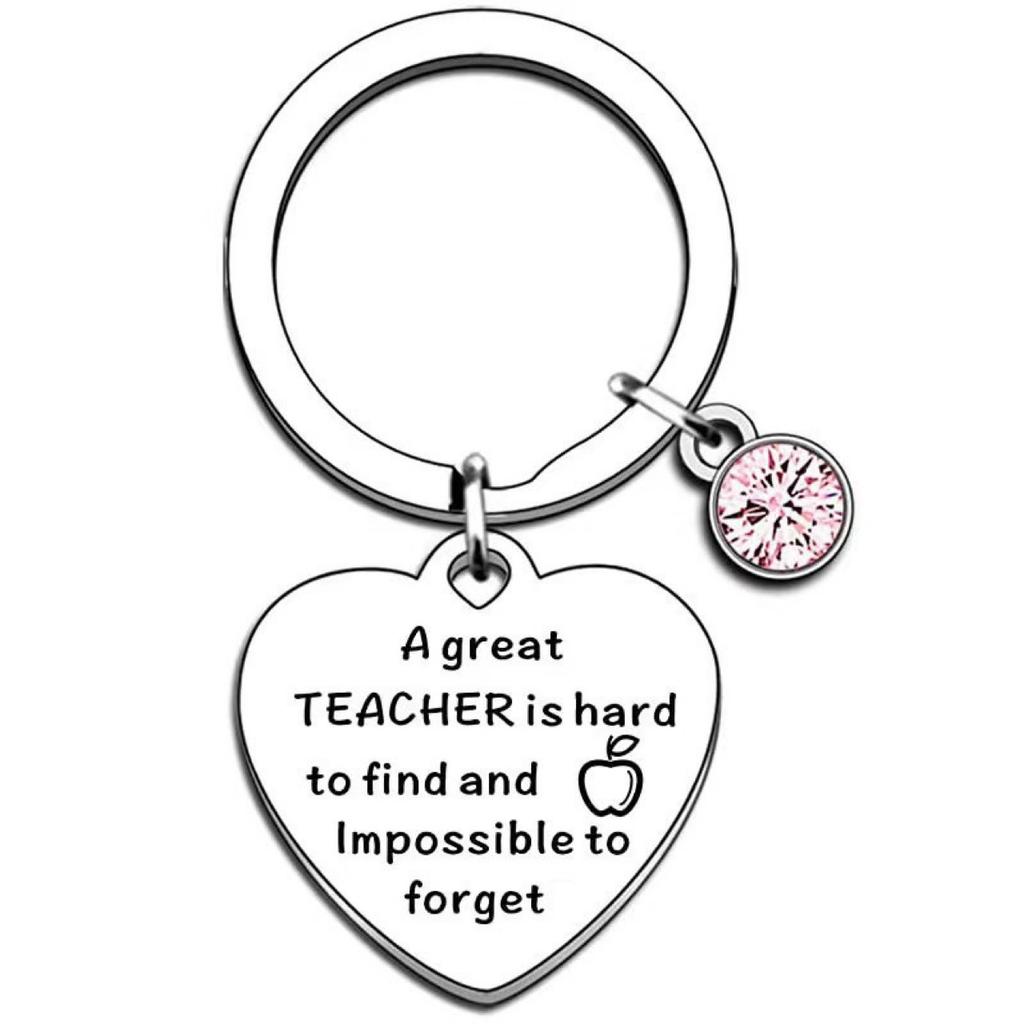 Teacher Thank You Gift Valentines Day Christmas Teacher Gift Metal Apple Keychain Stainless Steel Keychain for Backpack Bag Pendant