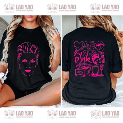P!nk Unisex's -shir T Shirt for Unisex Short Sleeved T-shirt Pink Singer Tour Tops Harajuku Goth Clothes Y2k Clothing