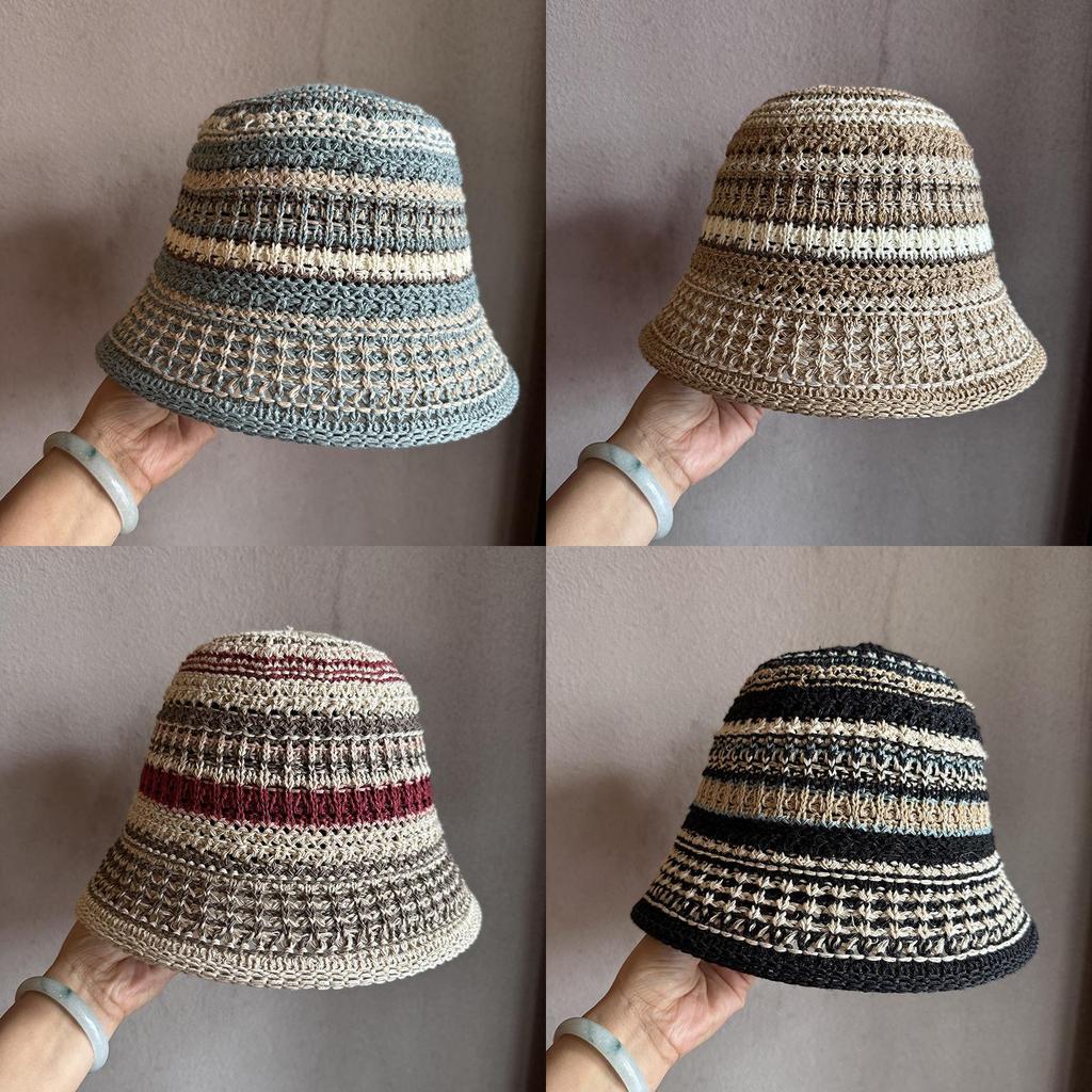 Women Wide Brim Woven Fisherman Hat With Polyester Material For Gift Summer