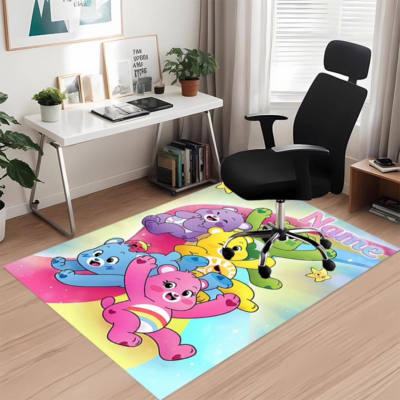 Custom Name Bear Printed Carpet Rug For Office Chair Living Room Bedroom Kitchen Room Decor Gifts