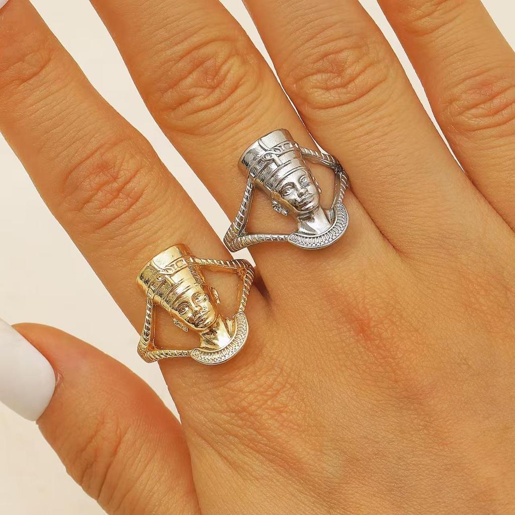Fashion Retro Exaggerated Cold Style Venus Sculpture Half Face Open Ring