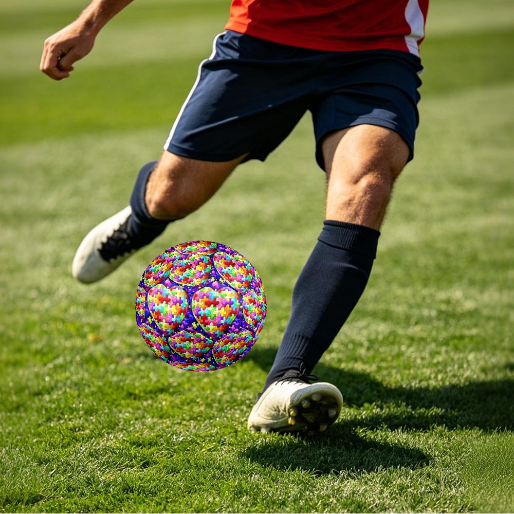 1pc Heart Puzzle Art Theme Soccer Ball Football, Size 5, Lightweight PVC, Outdoor Training Soccer Ball,Gift j61449