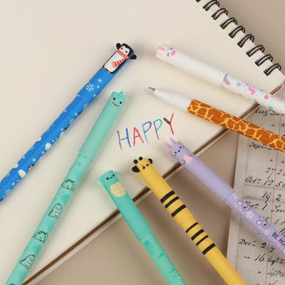 7Pcs Pen Bee Rabbit Giraffe 0.5Mm Colored Pen Core Neutral Pen Cartoon Animals Erasable Gel For Writing School Supplies