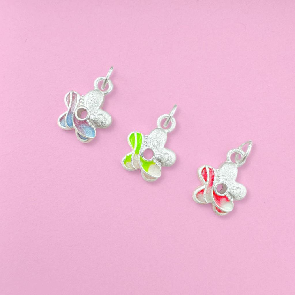 Sterling Silver S999 Colorful Flower Resin Pendant for DIY Jewelry – Necklace, Bracelet, Beading, and Braided Rope Accessories.